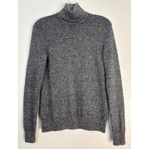 Lord & Taylor Cashmere Turtleneck Sweater Gray Marl Knit Womens Medium 2188